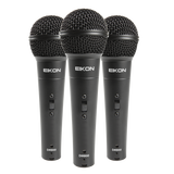 Eikon Vocal Dynamic Black Microphones. 3 piece kit with clips & ABS Case [EDM800KIT]