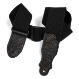 Franklin 2" Black Cotton Strap with Pebbled Black Glove Leather End Tab