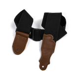 Franklin 2" Black Cotton Strap with Pebbled Caramel Glove Leather End Tab