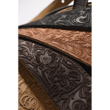 Franklin Embossed 2.5" Caramel Suede with Pebbled Chocolate Glove Leather End