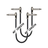 Kirlin 40" Flat Connector Black Patch Cables 2-Pack