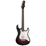 Levinson Sceptre Ventana Deluxe Double Cutaway HSS See Thru Misty Violet w Indian Laurel Board