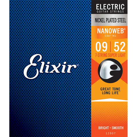 Elixir 12007 Nanoweb 7-String Electric  Super Light 9-52