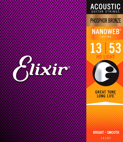 Elixir 16182 Nanoweb Phosphor Bronze HD Light 13-53