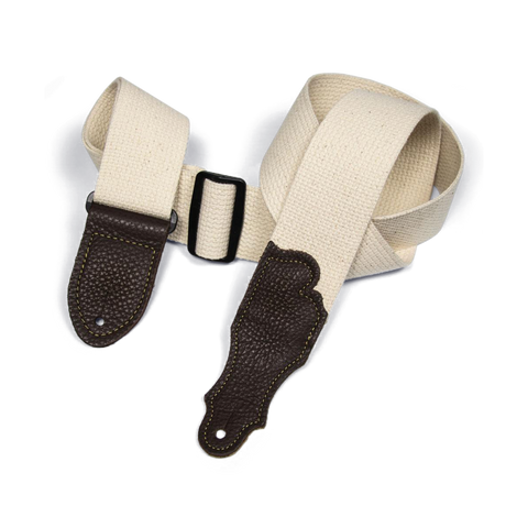 Franklin 2" Natural Cotton Strap with Pebbled Chocolate Glove Leather End Tab