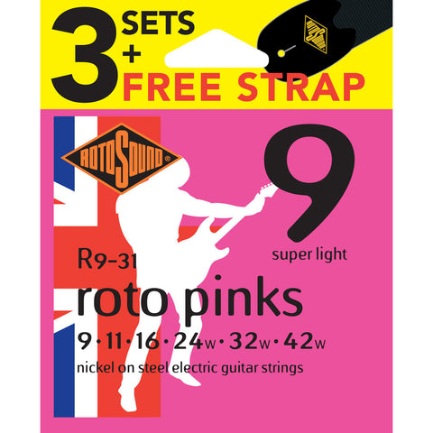 Rotosound R931 Electric Value  Pack Pink